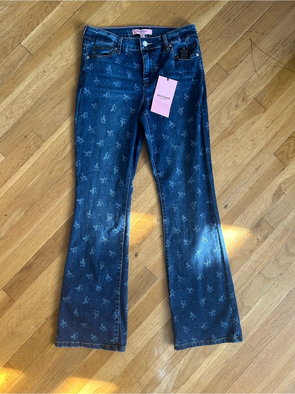 Juicy Couture Dark Blue Floral Motif Flare Jeans